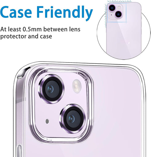 Compatible with iPhone 14 and 14 Plus Camera Lens Protector - Anti-Scratch 9H Tempered Glass, 2 Pcs