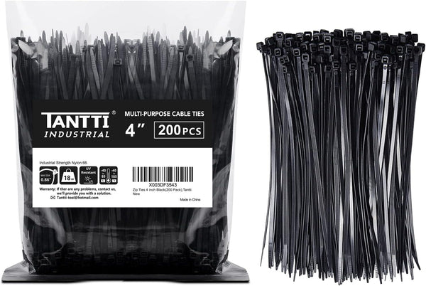 TANTTI Zip Ties 4 inch (200 Pack), Small Zip Ties with 18 lb
