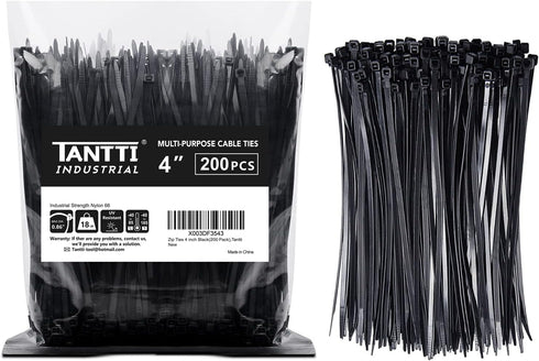 TANTTI Zip Ties 4 inch (200 Pack), Small Zip Ties with 18 lb