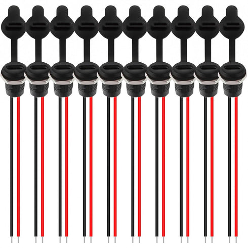 Type-C Female Chassis 2 Pin Wire Waterproof Jack Connectors 3A USB C Pigtail Cable Extension Socket Plug (10Pcs)