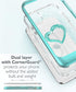 VENA vLove Teal Glitter Clear Case, Compatible with Apple iPhone 11 (6.1"-inch 2019), Heart Shape Dual Layer
