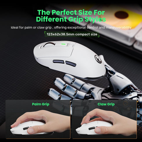 G59 2.4G/BT/Wired Wireless Gaming Mouse, Rechargeable USB Type-C, 6 Adjustable DPI, 8000 DPI, 6 Programmable Buttons