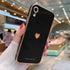 Teageo Compatible with iPhone Xr Case Black - Cute Love-Heart Luxury Bling Plating Soft Back Cover, Raised Full Camera