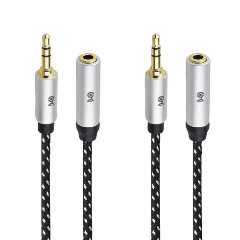 Cable Matters 2-Pack Headphone Extension Cable - 6ft, 3.5mm Aux Cord Extender, Black