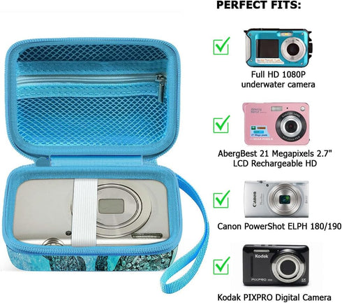 WIRESTER Ocean Sea Turtles Digital Camera Case, Camera Storage Bag Carrying Case Compatible with AbergBest 21 Mega Pixels 2.7 LCD Rechargeable HD, Kodak Pixpro, Canon PowerShot ELPH 180/190 and More