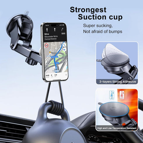 Dashboard Windshield Car Phone Holder for Pop Socket, Powerful Suction Cup Mount Fits All Smartphones