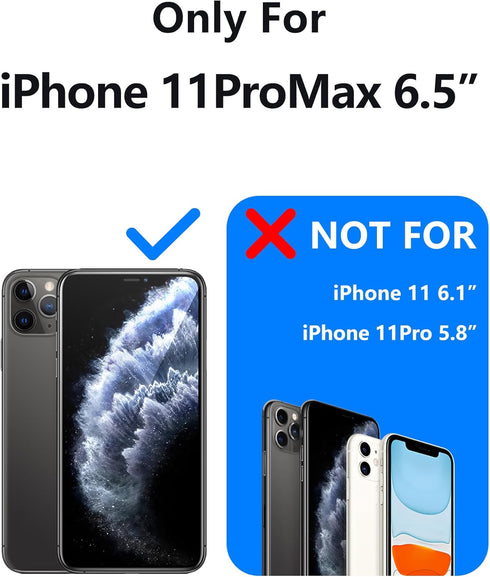 3 in 1 iPhone 11 Pro Max Case, Anti-Yellowing Military-Grade Protection with 2 pcs Screen Protector, Black