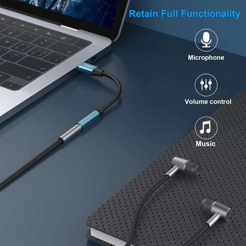 BENFEI USB C to Audio Jack Adapter with DAC Chipset, USB-C to 3.5mm Female Headphone Compatible with iPhone 15