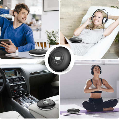 Gueray Portable CD Player with Bluetooth, Anti-Skip Protection, LCD Display, Headphones, AUX Cable