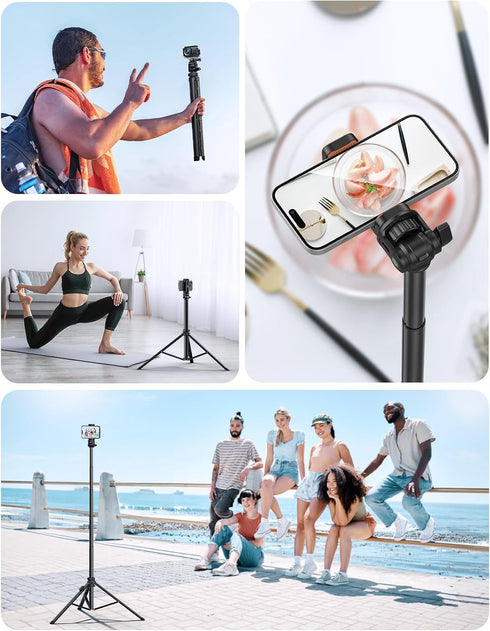 YUMAZLA 86'' Phone Tripod & Selfie Stick, Tripod for iPhone with Detachable Remote, Portable Phone Tripod Stand