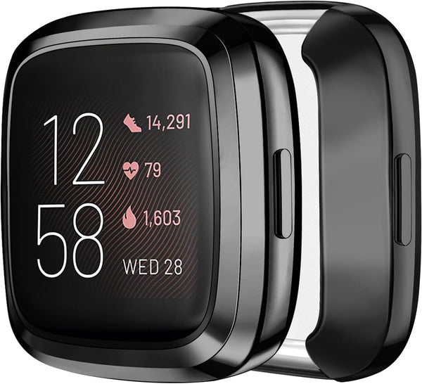 Tobfit 2 Pack Screen Protector Case for Fitbit Versa 2, Soft Plated TPU Full Around Sensitive Touch Protective Cover,