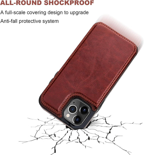 ONETOP Wallet Case for iPhone 12 Pro, PU Leather Kickstand Card Holder, Double Magnetic Clasp Cover 6.1 Inch