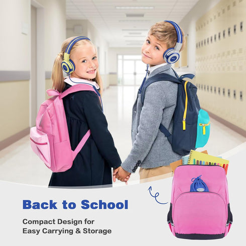 SIMOLIO Kids Headphones - Foldable On-Ear with Microphone, Volume Limited 75dB/85dB/94dB for School, Travel, Grey