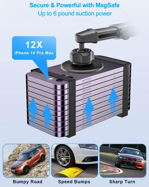 YOOZ 15/14/ 13 Car CD Slot Phone Mount Magnetic, Car CD Player Phone Holder Mag-Safe with Telescopic Arm [Upgraded