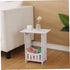 Jualyue 12.6x8.7x15.8 Inch Small Bedside Table, PVC Small Bedside Cabinet, Decorative White Bed Side Table for Bedroom