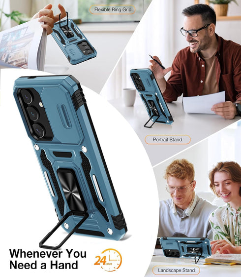 WRJ Case for Galaxy S24 with Slide Camera Cover, Screen Protector, Military Grade Protection - Sky Blue