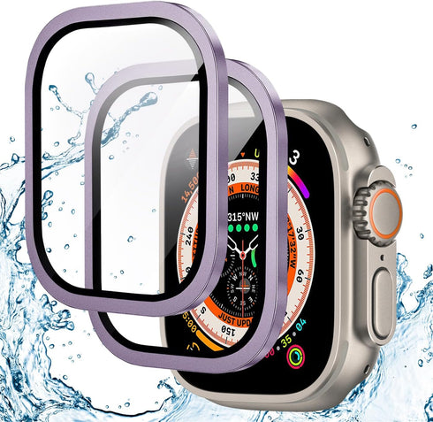 Suoman 2-Pack for Apple Watch Ultra 2 49MM Case, Waterproof Ultra-Thin Full Coverage Tempered Glass Protector Cover
