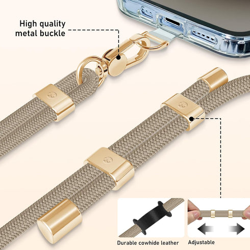 UKON Cell Phone Lanyard, Crossbody Lanyard and Wrist Strap with Premium Metal Buckle Phone Charms and 2 X Phone Patch