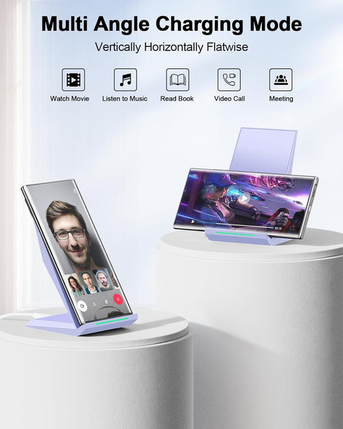 NANAMI Wireless Charger, Fast Qi-Certified Charging Stand for Apple iPhone 16/16 Plus/16 Pro/16 Pro Max, Desktop Charger