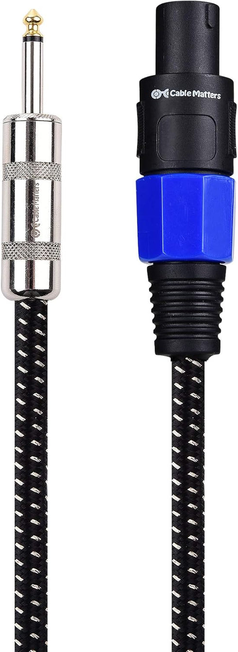 Cable Matters Premium Braided 12AWG 1/4 Inch TS to Speaker Cable 6 ft for Speakon NL4FC Port