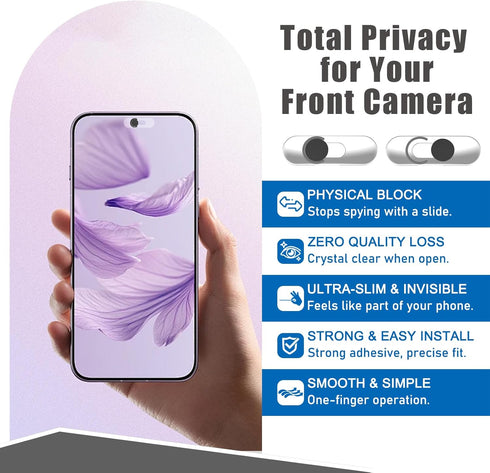EYSOFT Protection,2 Pack-Black Front Camera Cover Compatible for Smartphones,Webcam Cover Compatible