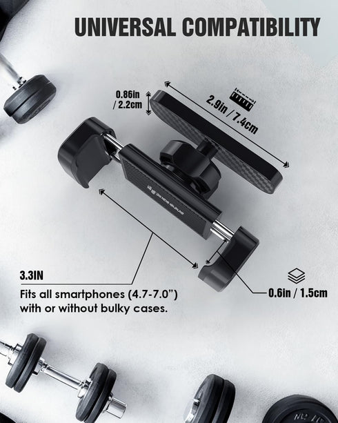 IPOW 360 4.7"-6.5" Magnetic Gym Phone Holder with Rotation, Strong Alloy Base & Adjustable Arm, Compatible