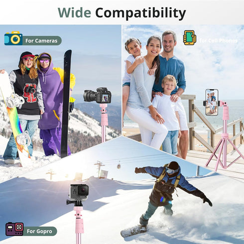 SENSYNE 72" Phone Tripod & Selfie Stick, Extendable Cell Phone Tripod Stand with Wireless Remote and Phone Holder,