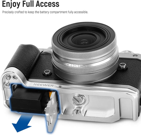 NEEWER Camera Grip for Nikon Z fc, Aluminum Alloy L Shaped Handgrip with Retro Leather Handle, Compatible with