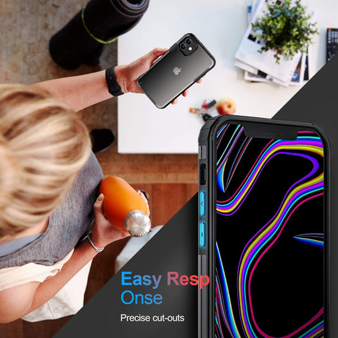 ORIbox for iPhone 12 mini Case Black, 4 Corners Shockproof Protection for Women Men Girls Boys Kids