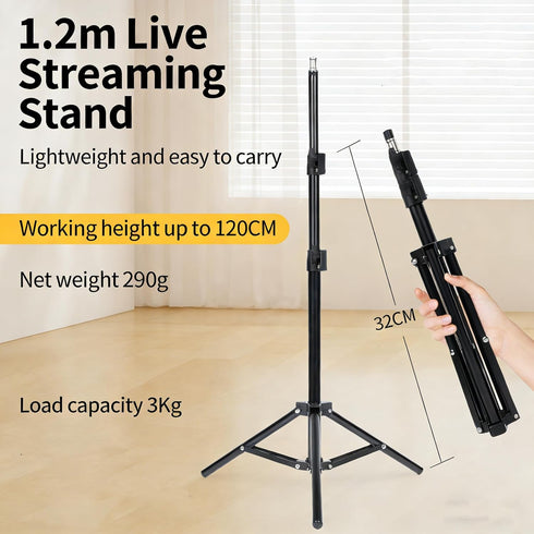Fotoleey -1.2 Extendable Tripod Stand for Nex Playground Security Camera Phone Meters Ground Stand, with Phone Clip