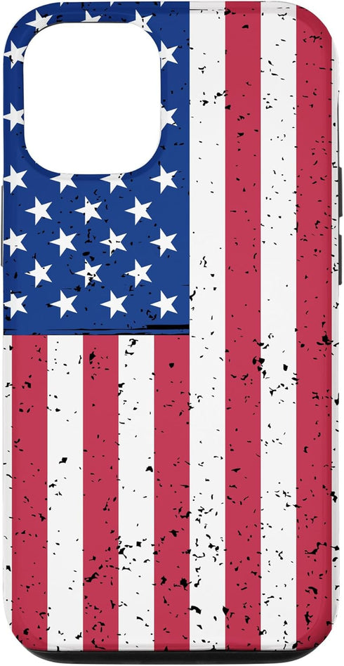 Vintage American Flag Phone Case for iPhone 12/12 Pro - Red, White, and Blue US Flag Design