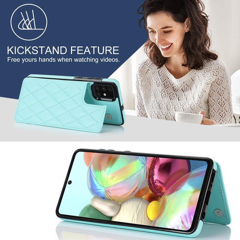 Asuwish Wallet Cover Phone Case for Samsung Galaxy A51 5G, with Tempered Glass Screen Protector, Mint Green