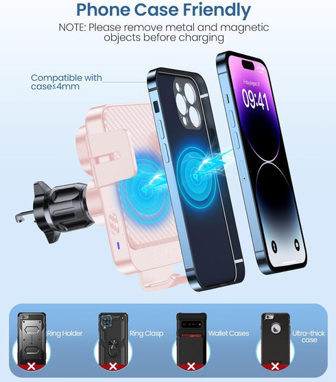 MOKPR 15W 16 15/14/13/12, S23/S22/S21 Wireless Car Charger, Fast Charging Auto-Clamping Car Mount Hands-Free Car