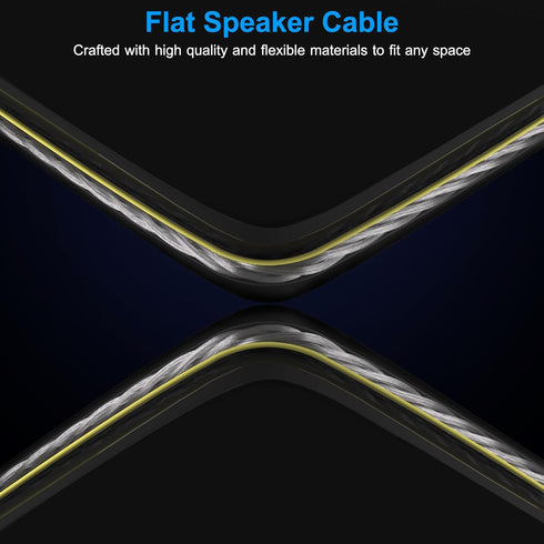 2 Pack 16/2 Speaker Flat Wire Cable with Banana Tip Plugs, 10 FT, 16 Gauge AWG Wire, Transparent Jacket