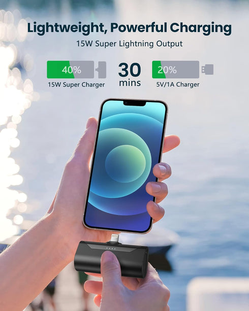Small Portable Charger 4800mAh Power Bank Ultra-Compact 15W for iPhone 14 Pro/13/12/11/iPad Air/Mini/Pro