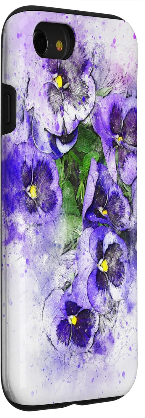 Purple Pansy Flower Phone Case for iPhone SE (2020), 7, 8 - Floral Art Gardening Gift Case