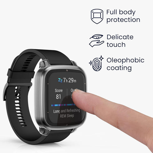 kwmobile Case Compatible with Garmin Venu Sq 2 Music/Sq 2, 2X TPU Silicone Fitness Tracker Cover - Transparent