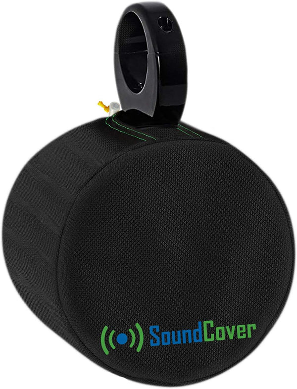 Two Large Black Heavy Duty Marine Wakeboard Tower Pod Speaker Covers for Large Round Boat Speakers