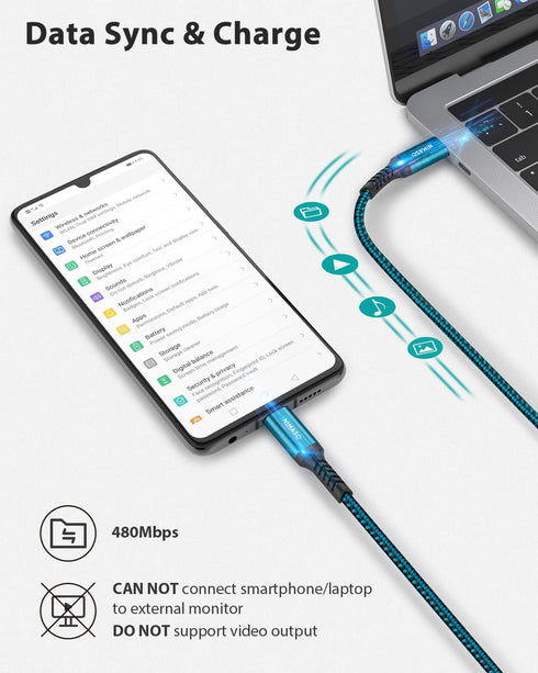 NIMASO USB C to USB C Cable 60W 4-Pack (10ft+6.6ft+3.3ft+1ft), Compatible with Samsung Galaxy S21/S21+/S20+ Ultra,