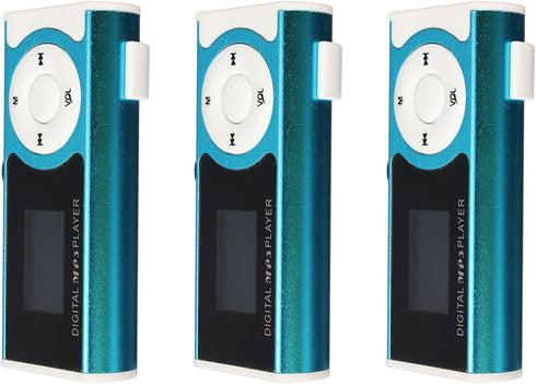 Viodmss 3X Mini USB Clip Player MP3 Player LCD Screen 16GB Mini SD