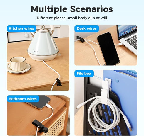 GHSGHS 2.3"x0.98"x0.5" (3,White) Adjustable Cable Holder for Nightstand - Cable Management Organizer with USB Port