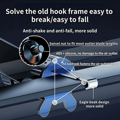 Rotatable Car Vent Phone Mount, Hands-Free Holder with Newest Metal Clip, Compatible with All iPhone Android Smartphones