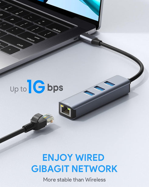 USB C to Ethernet Adapter, Vilcome RJ45 to USB C Thunderbolt 3/Type-C Gigabit Ethernet LAN Network Adapter for MacBook