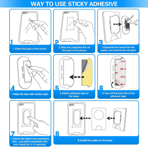 8PCS Sticky Adhesive Replacement for Pops Wallet Plus & Wallet Base, High Bond Stickiness 3M VHB Double Sided Pads