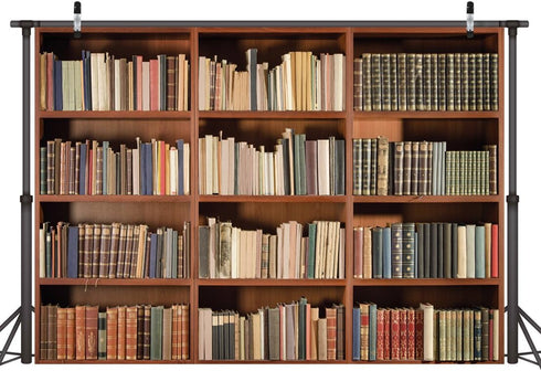 LYWYGG 7X5FT Bookshelf Backdrop Vintage Bookcase Magic Books Grunge Ancient Library Vinyl Photography