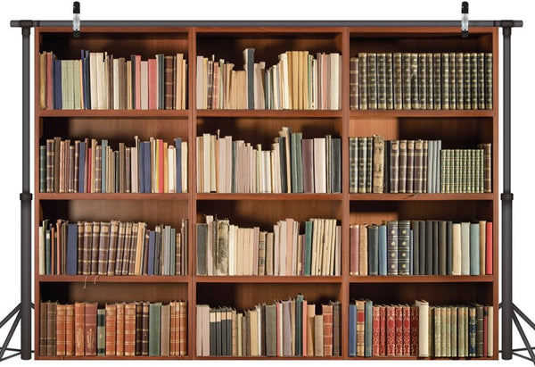 LYWYGG 7X5FT Bookshelf Backdrop Vintage Bookcase Magic Books Grunge Ancient Library Vinyl Photography
