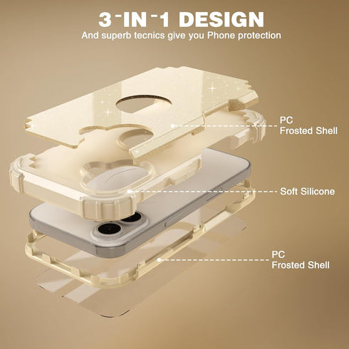 IDweel 17 3 1 for iPhone Case with Screen Protector for Women, in Shockproof Slim Fit Hybrid Heavy Duty Hard PC Cover