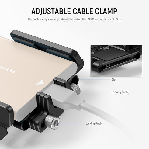 Neewer Mount Bracket SSD Holder with Cold Shoe Cable Clamp for Samsung T5 T7 SSD, Compatible with SmallRig Cage