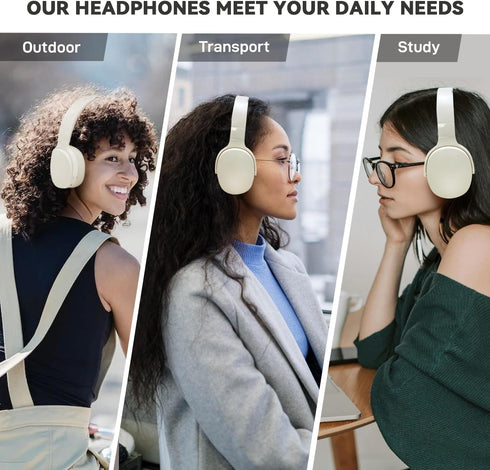FIKDCMJBluetooth Headphones Over Ear, Wireless Headphones 12H Playtime, Noise Cancelling, HiFi Stereo Foldable