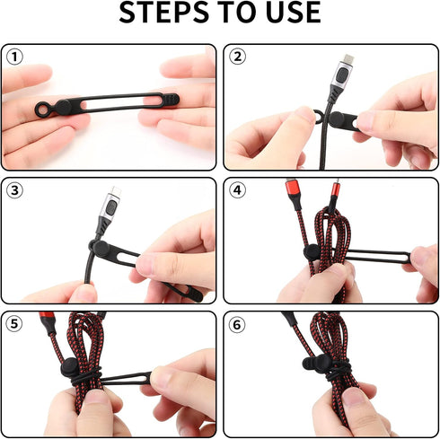 20pcs Reusable Silicone Cable Ties, Wire Management Organizer for Bundling Cords in Home, Office, Kitchen, School